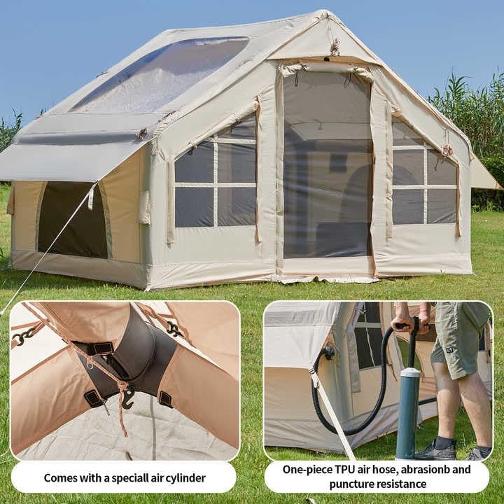 Inflatable Glamping Tent House with Porch Includes Air Pump.
