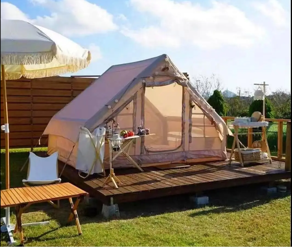 Inflatable Glamping Tent House with Porch Includes Air Pump.