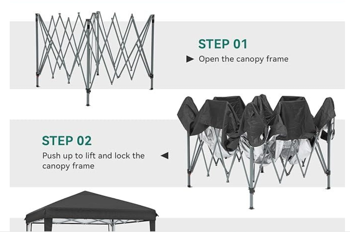 Pop-Up Garden Pergola Sunshade Gazebo 3x3m